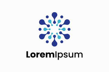 blue molecule community center logo vector sign