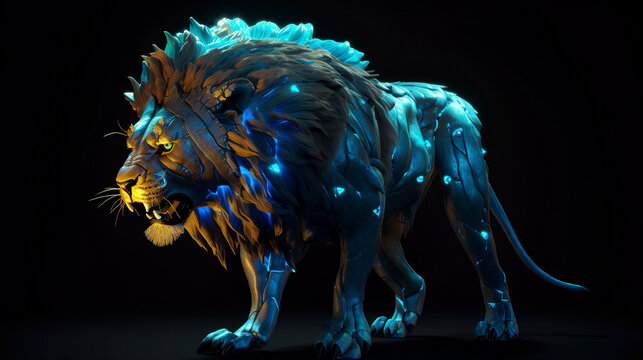 Neon Lion Statue: Captivating Illuminated Art for Modern Spaces