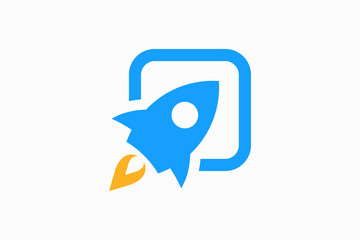 growth rocket simple logo vector