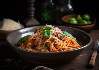 Classic Spaghetti with Tomato Sauce and Meatballs, Generative AI
