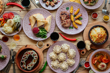 dinner set of Georgian cuisine