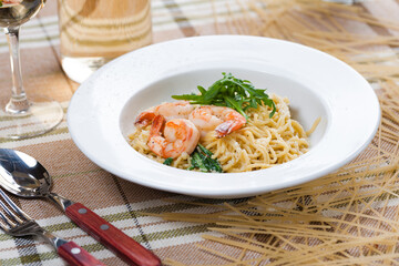spaghetti with seafood