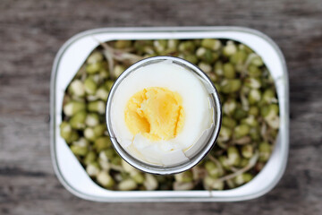 mung beans and breakfast egg, healthy start to the day