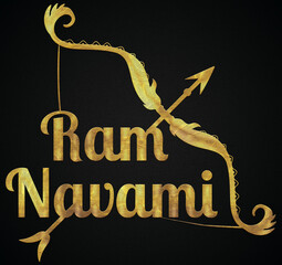 Shree Ram navami golden hindi calligraphy design banner