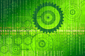 Abstract background with green color electronic and technology theme