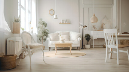 Fototapeta na wymiar Vintage Scandinavian style living room 3d render (ai generated)