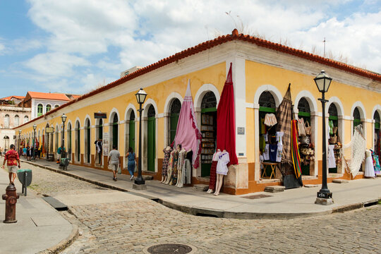Facades of colonial buildings, in the historic center of S&atilde;o Luis, Maranh&atilde;o, Brasil