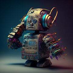 "Cybernetic Symphony" 3D Art, Robot, High Quality (4K), Clean Art, Awesome Design, Perfect as Wallpaper / Poster, or Image for framing, generative, ai
