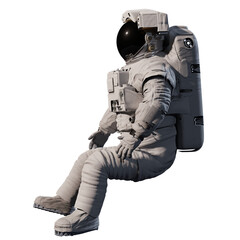 sitting astronaut, isolated on transparent background  © dottedyeti