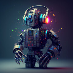 "Machine Musicians" Stylish Robot hearing to Music, generative ai