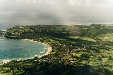 Hanalei Bay is the best surfing beach on Kauai Island.