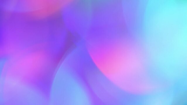 Circular Motion Of Huge Bokeh Moving Background. Blue And Purple Bokeh Lights movement with Light Leaks Reflections. Large Defocused circles abstract motion background. 4K.