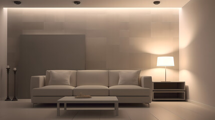  Empty Light Display Wall, 3d render modern room (ai generated)