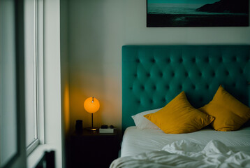 closeup of modern bedroom