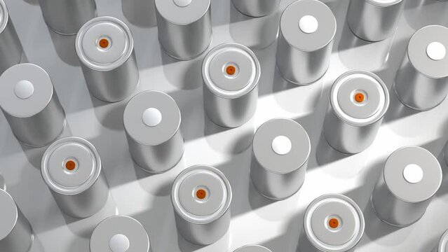 group lli-ion traction 4680 Batteries, accumulator cell modules, mass production batteries high power, energy electric vehicles, dry electrode, alternative energy development, 3d looped, cycled render