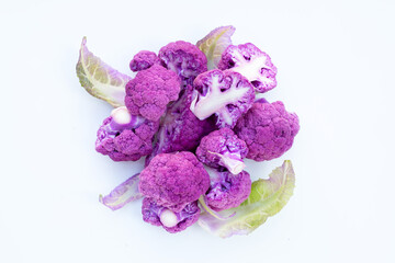 Purple cauliflower on white background.