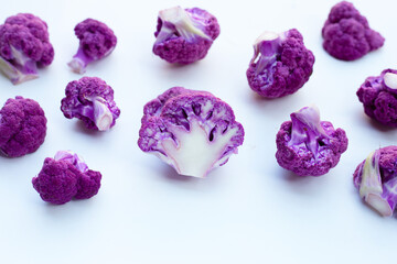 Purple cauliflower on white background.