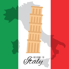 Isolated pisa leaning tower landmark Italy travel postcard Vector