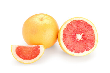 Ripe grapefruits isolated on white background