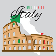 Isolated rome coliseum landmark Italy travel postcard Vector