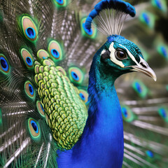 Beautiful Peacock, Portrait, AI