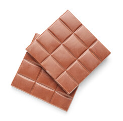 Tasty chocolate bars isolated on white background