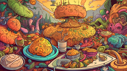 AI Generated Art of illustration Food