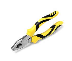 Yellow pliers isolated on white background