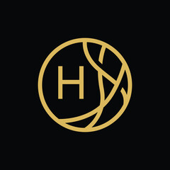 Abstract letter H logo design template, line art style logo