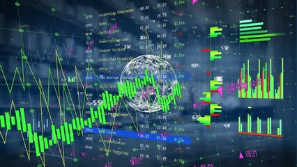 Animation of financial data processing over warehouse - Powered by Adobe