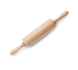 Wooden rolling pin on white background