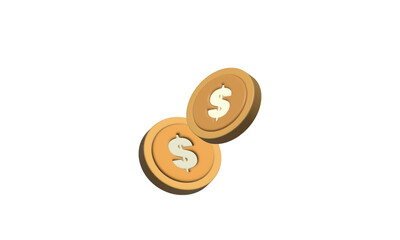 unique 3d realistic money coin saving on white modern style object symbols isolated on background.3d design cartoon style. 