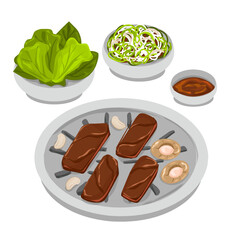 Korean food illustration, korean cuisine