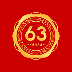 63 years anniversary, gold hexagon anniversary template with circular rope