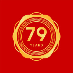 79 years anniversary, gold hexagon anniversary template with circular rope