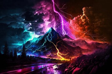 Fototapeta premium Magisch Abstrakt Neon Schwarzlicht 