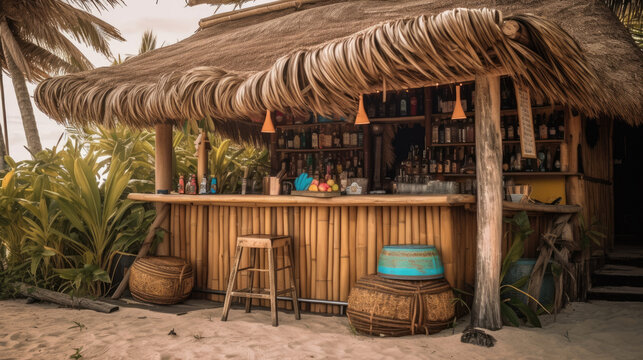 "Tiki Bar on Tropical Beach" (Generative AI)