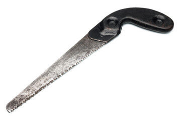 Garden wood saw isolated on white background