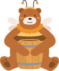 Obraz premium Bear With Wings Sitting And Holding Barrel