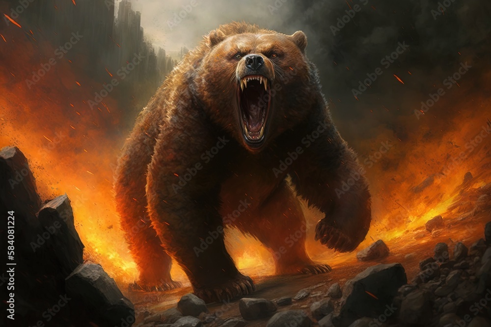 Aufkleber tremendous terror unleashed: fury of an enraged bear generative ai