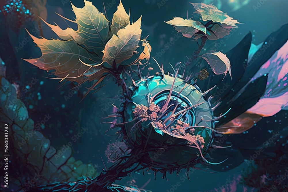 Poster unconstrained nature in a digital world: an impressionistic look at futuristic flora generative ai