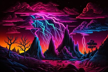 Fototapeta premium Magisch Abstrakt Neon Schwarzlicht 