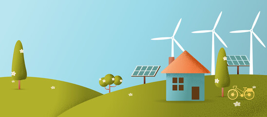 Obraz premium eco friendly house texture style concept illustration.