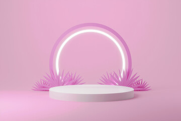 3D Render Podium Geometric Stage