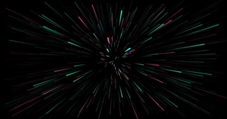 Abstract creative speed space background. Speed of pink, magenta, green and white light, neon glowing rays in motion. 4k resolution space animation - Powered by Adobe