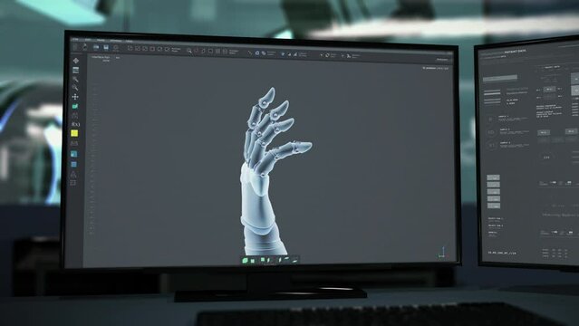Assembling Finger Parts Of Robotic Hand For Bionic Technology Manufacturing Industry. Robotic Cyberware Manufacturing Industry. Advanced Robotic Arm Manufacturing. High Tech Industry. Engineering