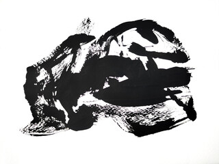 Obraz premium Abstract background ink grunge texture splash black watercolor drip art.drawing art from black The background is drawn on paper with paints.acrylic splashing Black stuff from the brush.drawing Origi.