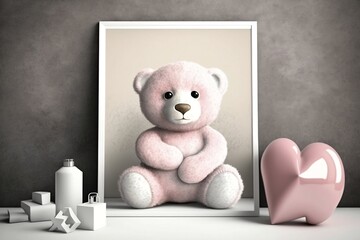 Teddy Bär Kinderspielzeug und Dekoration. Mit einer künstlichen Intelligenz erstellt. 
