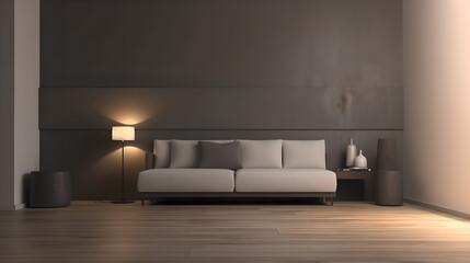  Empty Light Display Wall, 3d render modern room (ai generated)