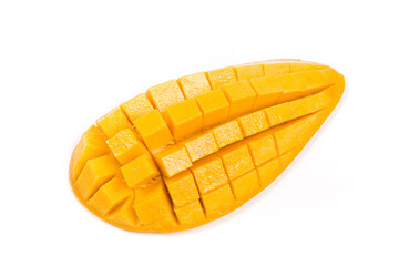 Yellow mango with slice isolated on white background